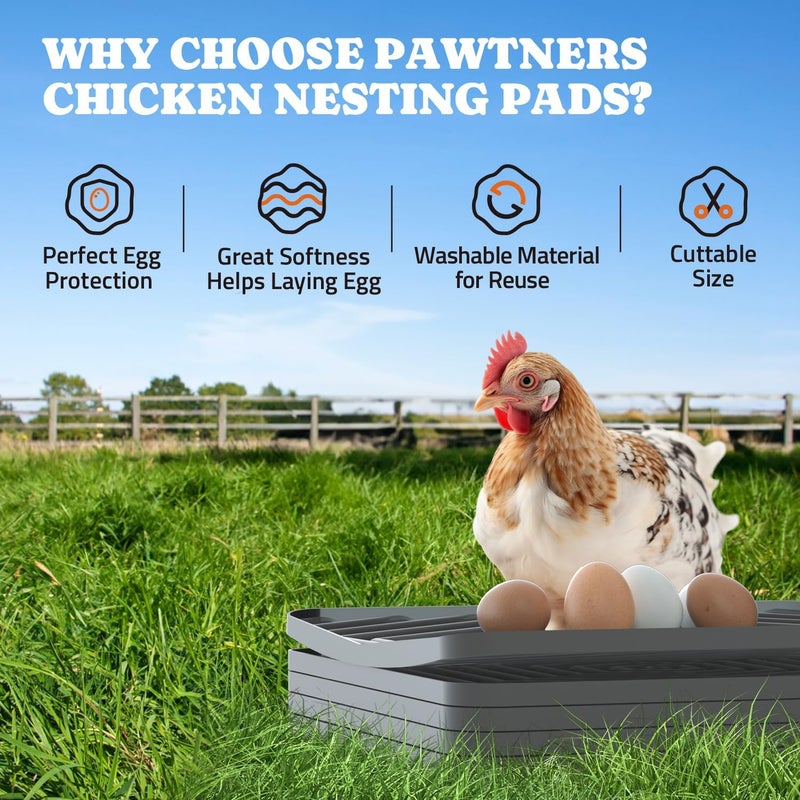 Pawtners Chicken Nesting Pads for Coop Bedding, Washable Nesting Box Liners for Chicken Laying Boxes, 12"x 12", 6 Pack - Image 3
